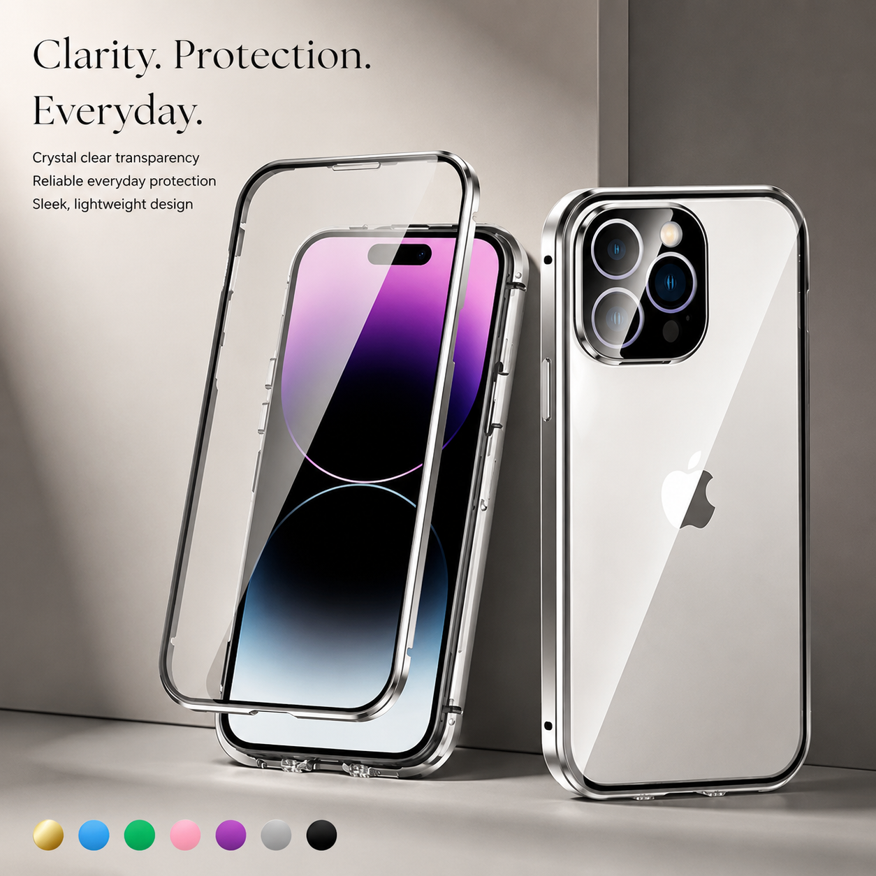 Premium iPhone Case MagSafe Compatible Aluminum Glass Full Body Cover Transparent Magnetic Shockproof Protective 360 Camera Lens Guard Slim Design