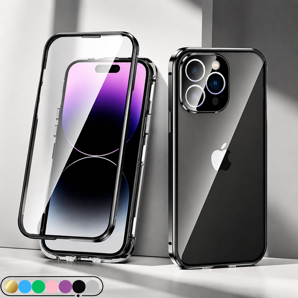 Premium iPhone Case MagSafe Compatible Aluminum Glass Full Body Cover Transparent Magnetic Shockproof Protective 360 Camera Lens Guard Slim Design