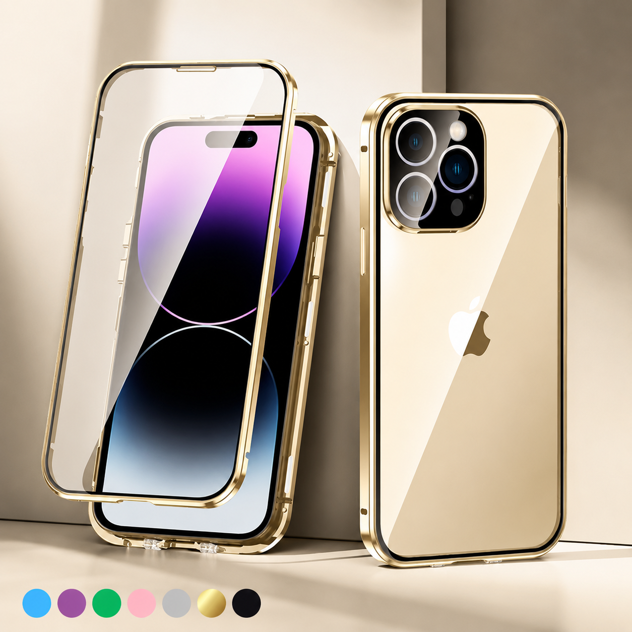 Premium iPhone Case MagSafe Compatible Aluminum Glass Full Body Cover Transparent Magnetic Shockproof Protective 360 Camera Lens Guard Slim Design