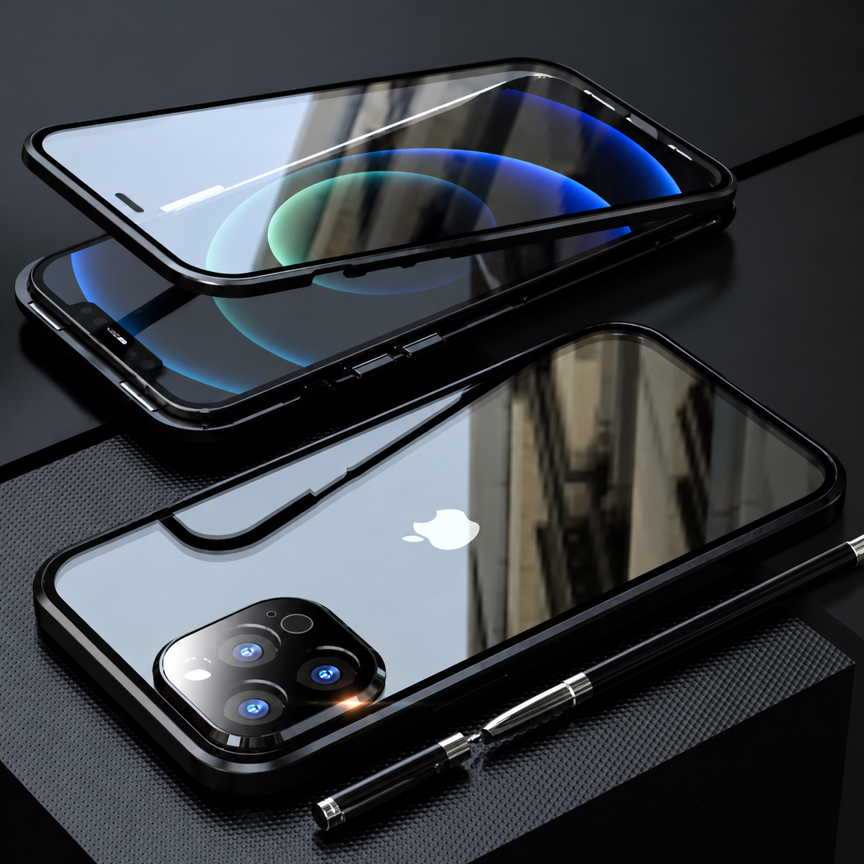 Premium iPhone Case MagSafe Compatible Aluminum Glass Full Body Cover Transparent Magnetic Shockproof Protective 360 Camera Lens Guard Slim Design
