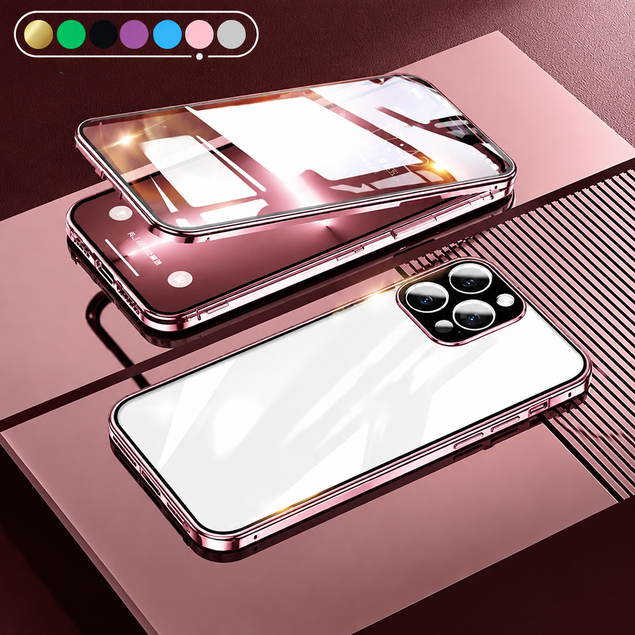 Premium iPhone Case MagSafe Compatible Aluminum Glass Full Body Cover Transparent Magnetic Shockproof Protective 360 Camera Lens Guard Slim Design