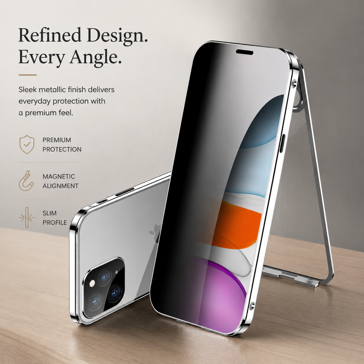 Premium iPhone Case MagSafe Compatible Aluminum Glass Full Body Cover Transparent Magnetic Shockproof Protective 360 Camera Lens Guard Slim Design