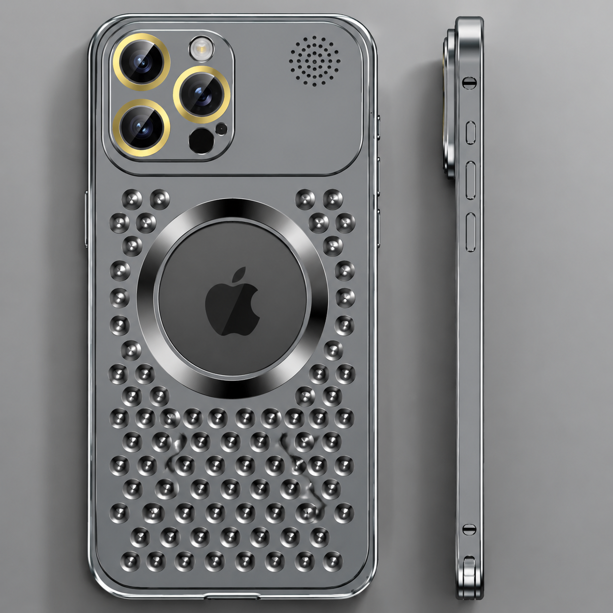 Premium iPhone Case MagSafe Compatible Aluminum Metal Frame Heat Dissipation Shockproof Cover Electroplated Protective Camera Lens Guard Slim Design