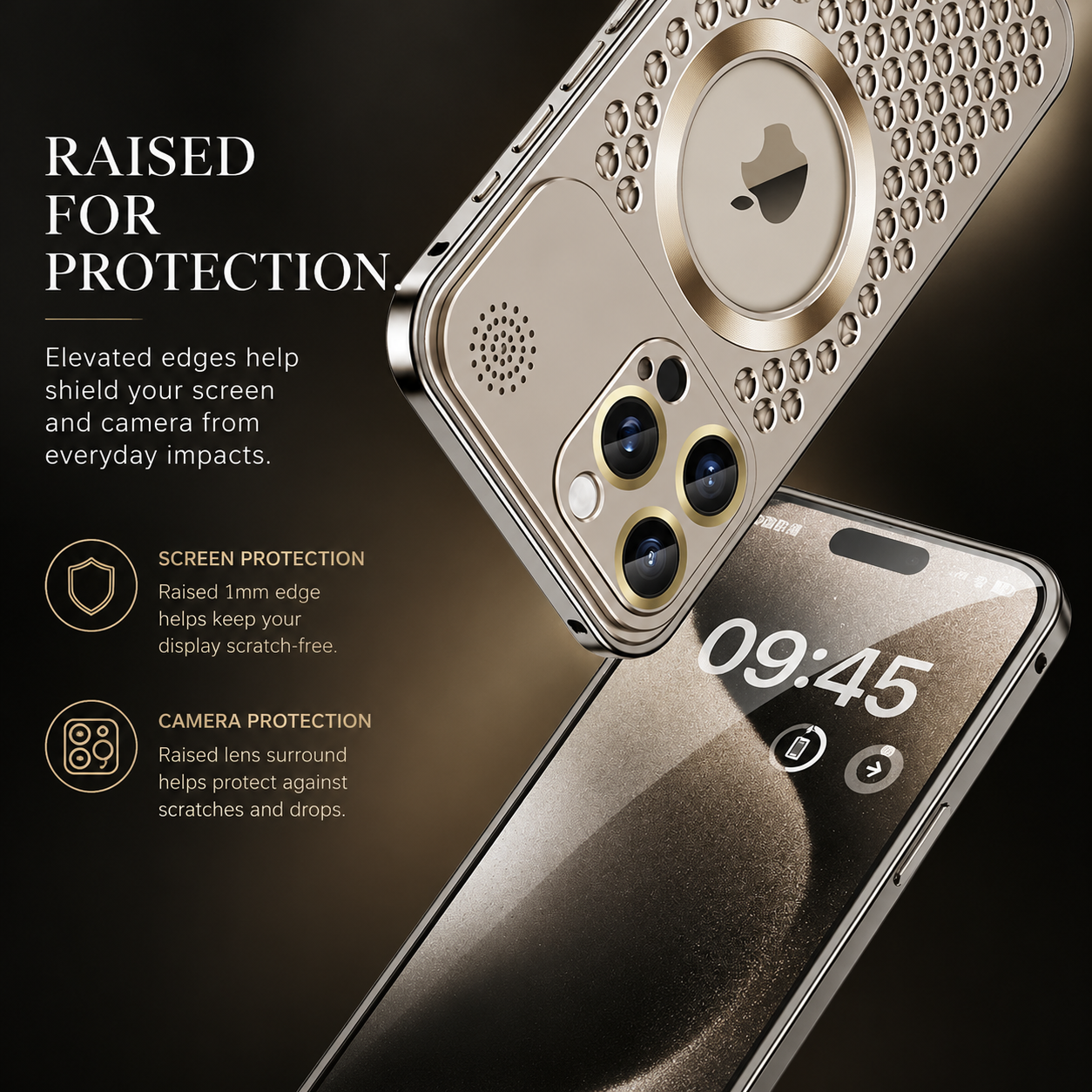 Premium iPhone Case MagSafe Compatible Aluminum Metal Frame Heat Dissipation Shockproof Cover Electroplated Protective Camera Lens Guard Slim Design
