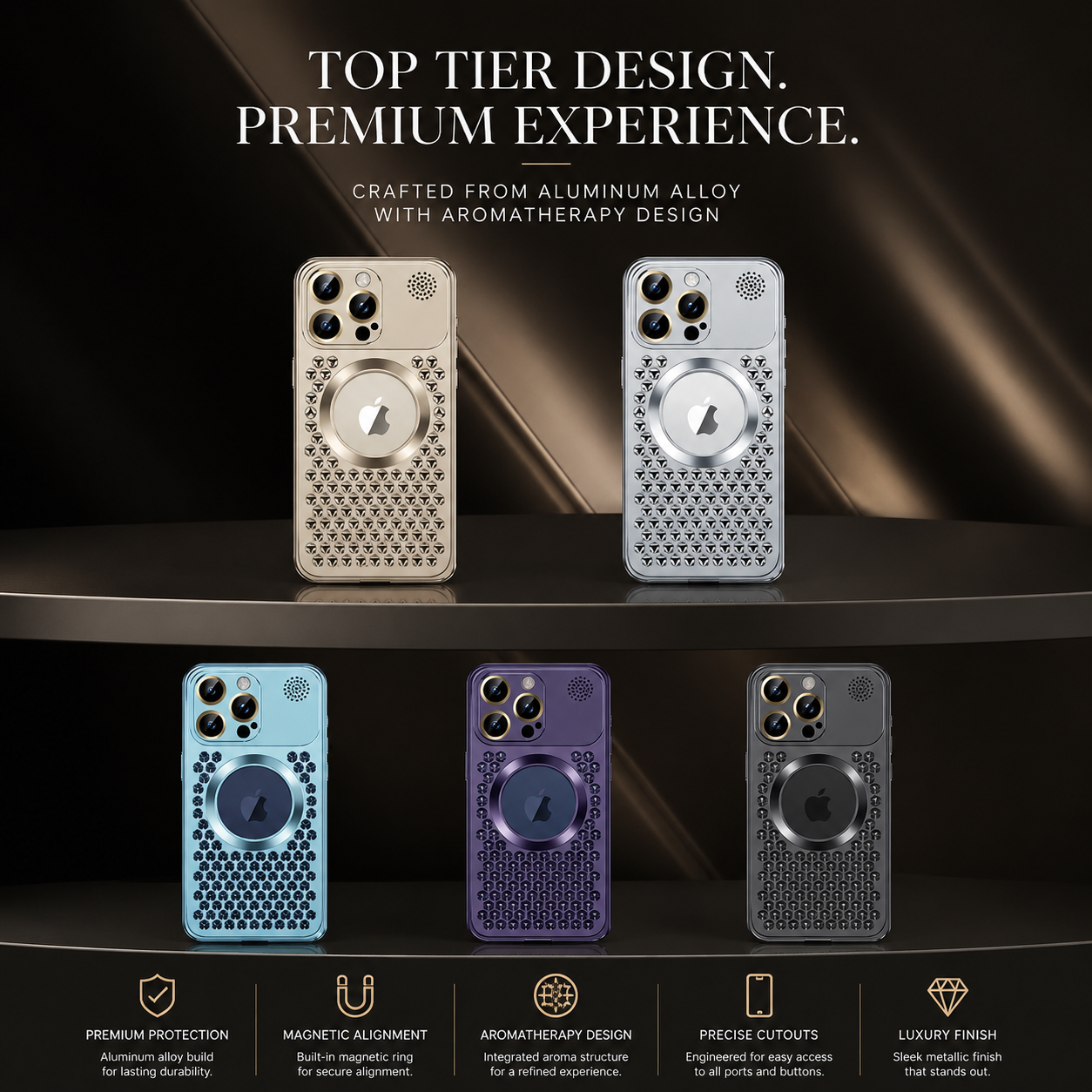 Premium iPhone Case MagSafe Compatible Aluminum Metal Frame Heat Dissipation Shockproof Cover Electroplated Protective Camera Lens Guard Slim Design