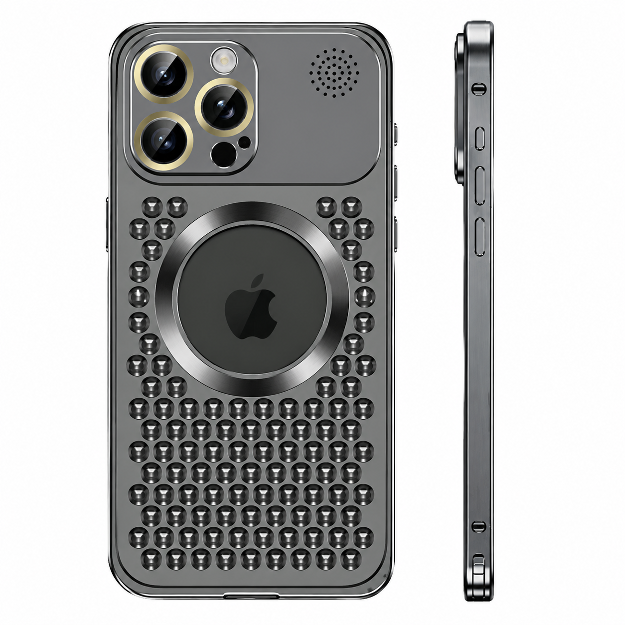 Premium iPhone Case MagSafe Compatible Aluminum Metal Frame Heat Dissipation Shockproof Cover Electroplated Protective Camera Lens Guard Slim Design