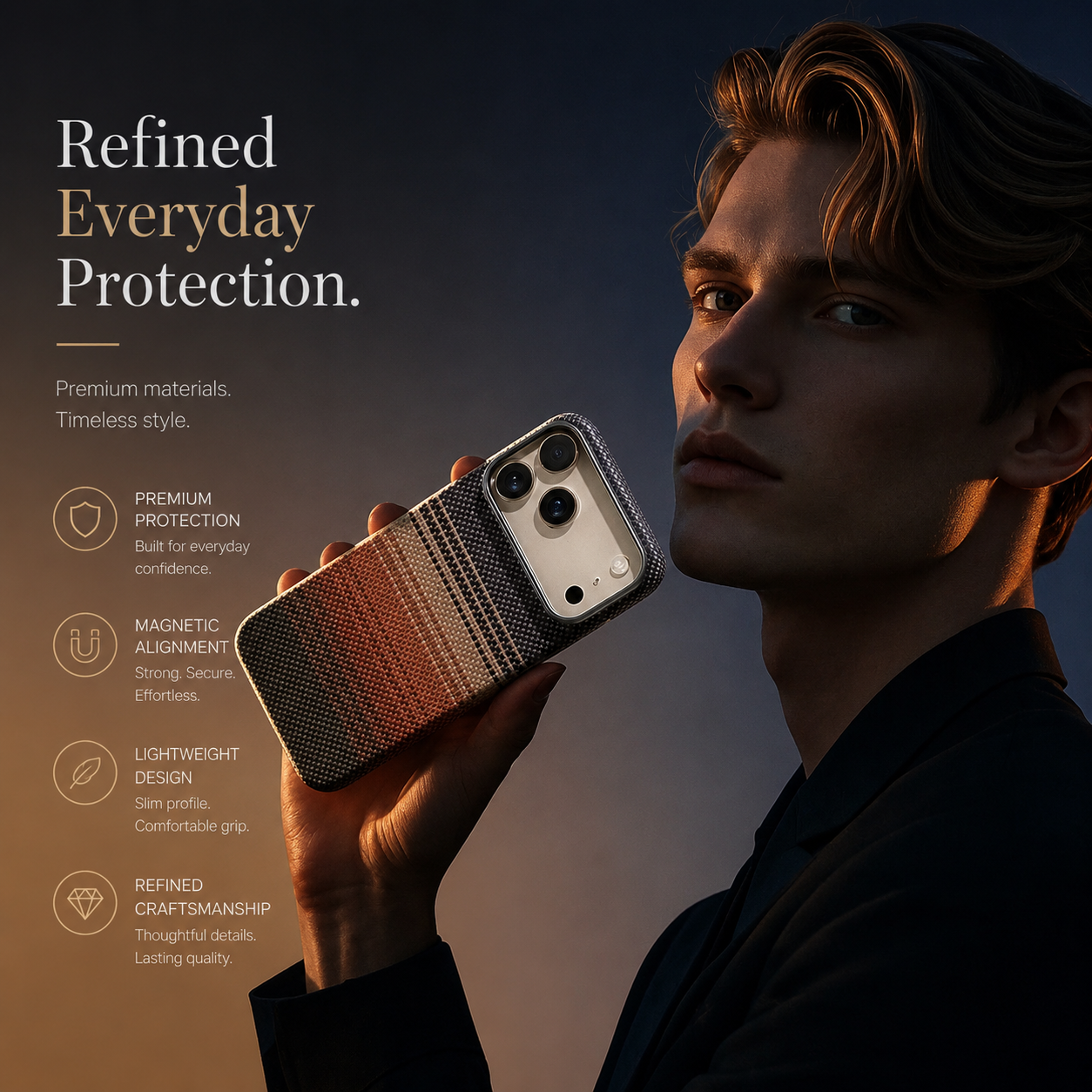 Premium iPhone Case MagSafe Compatible Aramid Carbon Fiber Cover Ultra Thin Magnetic Shockproof Anti Scratch Lightweight Slim Protective Design