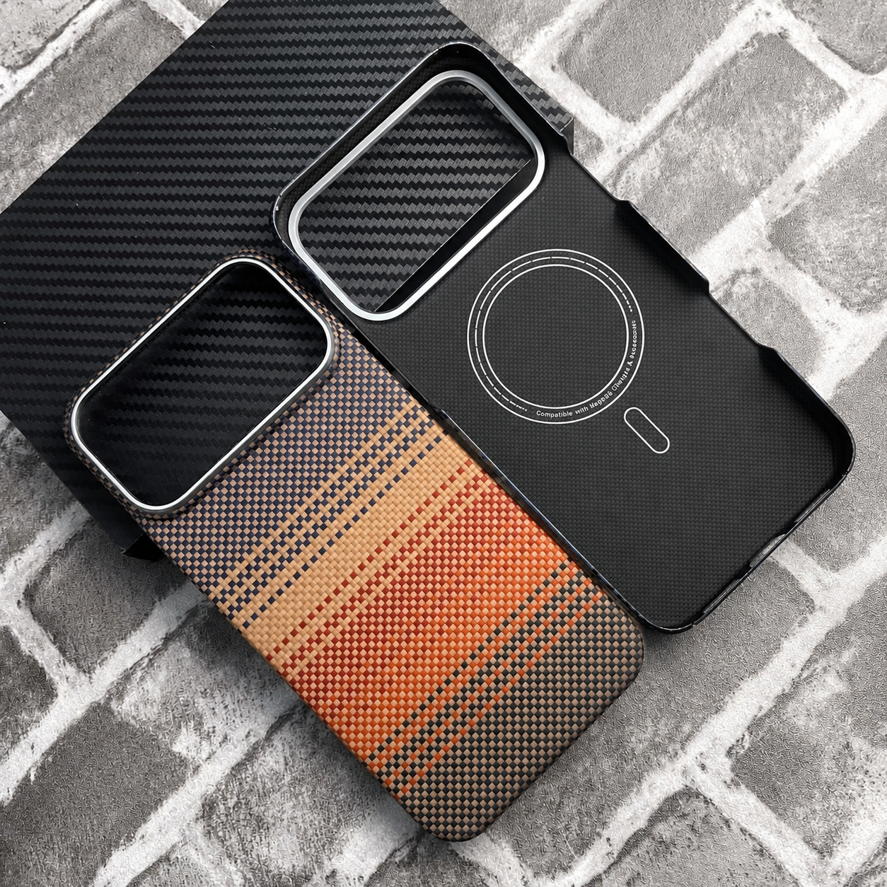 Premium iPhone Case MagSafe Compatible Aramid Carbon Fiber Cover Ultra Thin Magnetic Shockproof Anti Scratch Lightweight Slim Protective Design