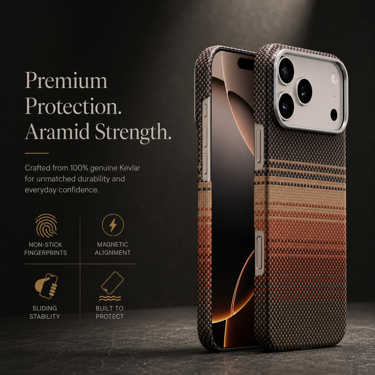 Premium iPhone Case MagSafe Compatible Aramid Carbon Fiber Cover Ultra Thin Magnetic Shockproof Anti Scratch Lightweight Slim Protective Design