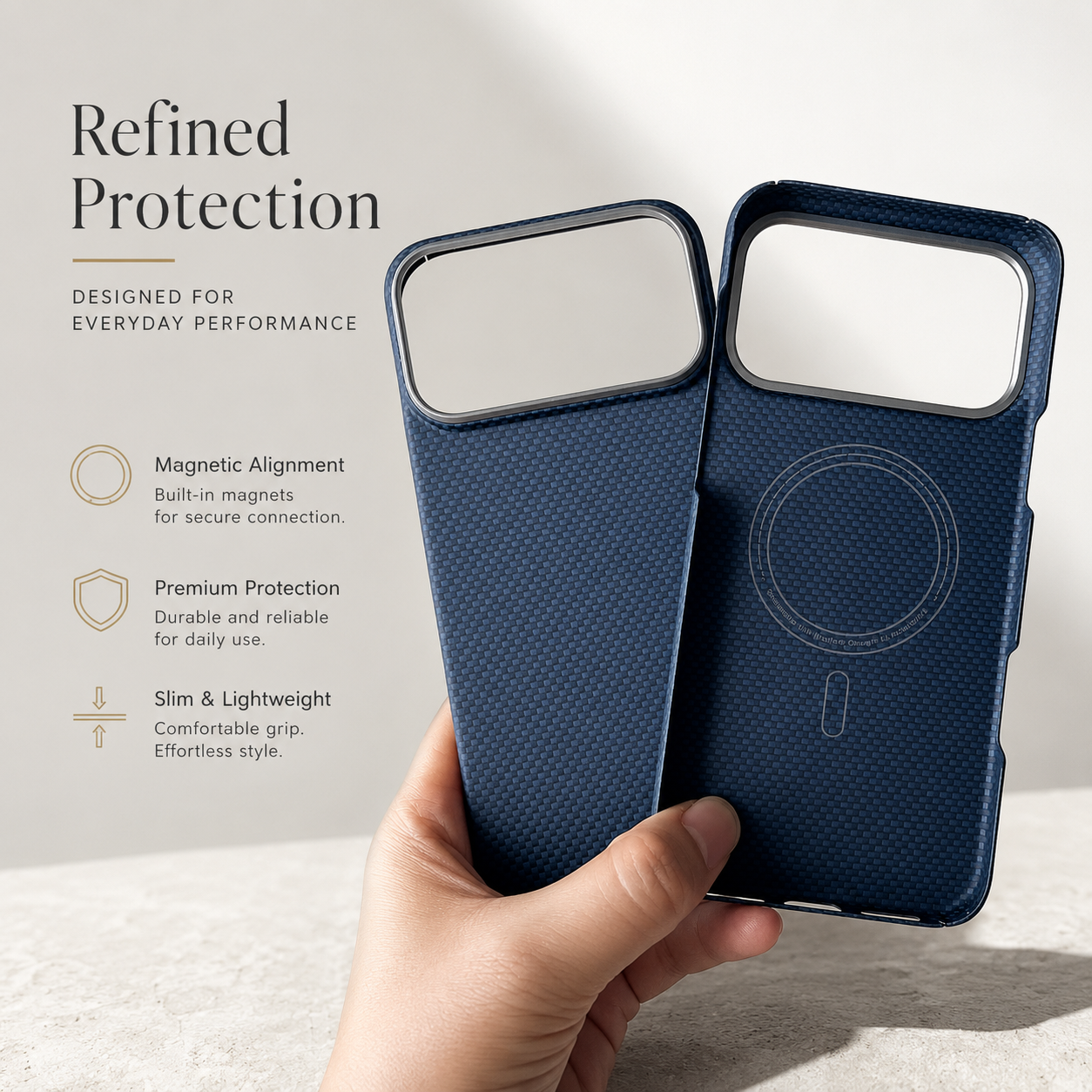 Premium iPhone Case MagSafe Compatible Aramid Carbon Fiber Cover Ultra Thin Shock Resistant Slim Lightweight Matte Camera Protection Full Coverage