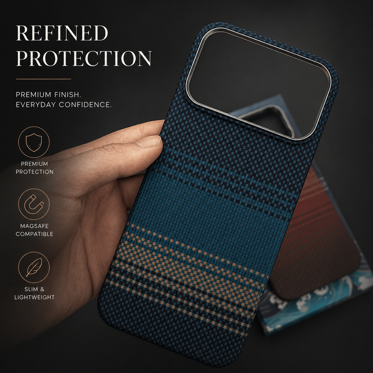 Premium iPhone Case MagSafe Compatible Aramid Carbon Fiber Cover Ultra Thin Shock Resistant Slim Lightweight Matte Camera Protection Full Coverage