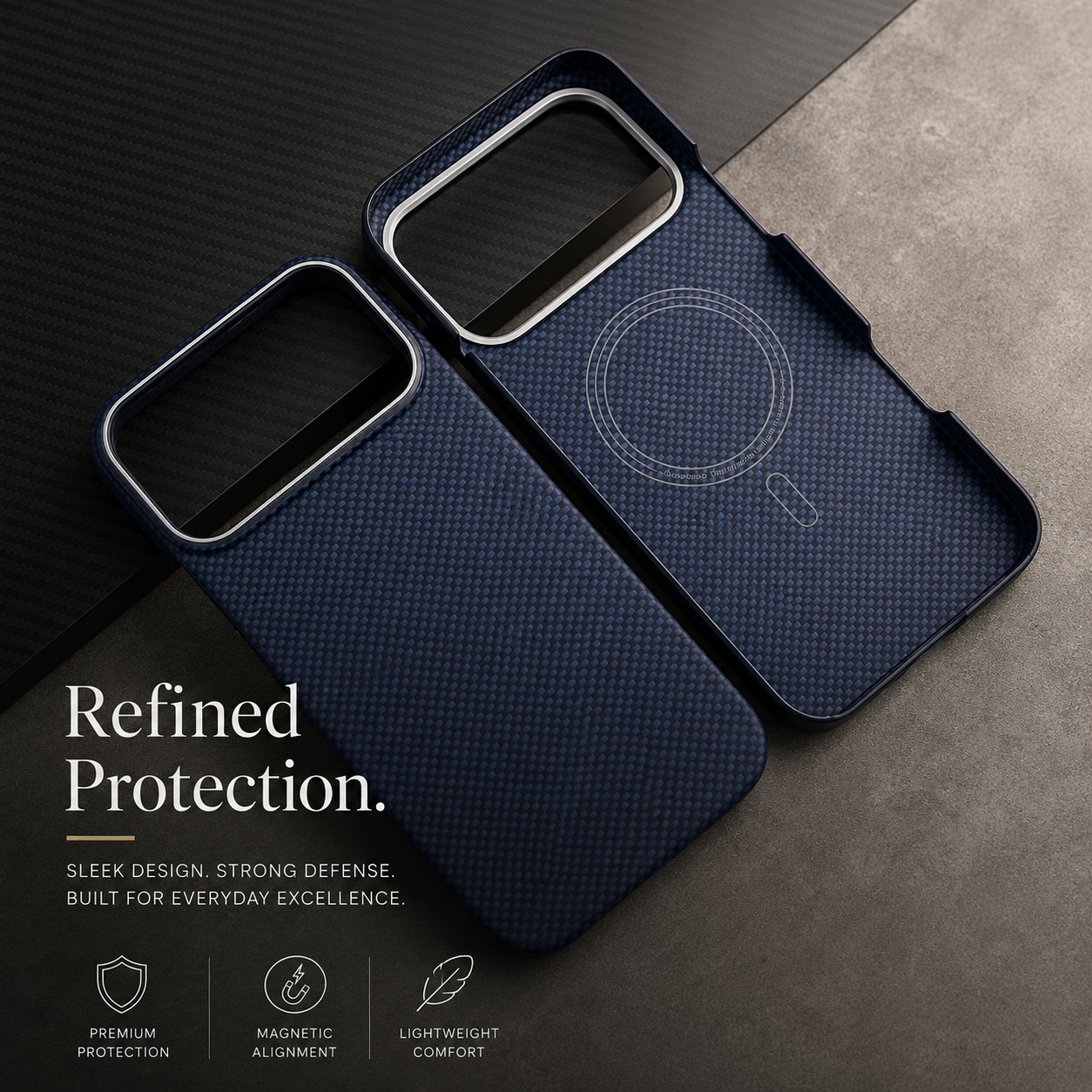 Premium iPhone Case MagSafe Compatible Aramid Carbon Fiber Cover Ultra Thin Shock Resistant Slim Lightweight Matte Camera Protection Full Coverage