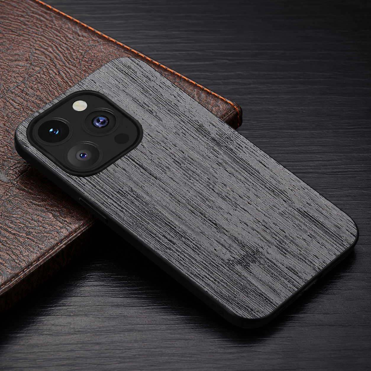 Premium iPhone Case MagSafe Compatible Bamboo Wood Leather Texture Cover Slim Shockproof Protective Camera Lens Protection Natural Finish Design