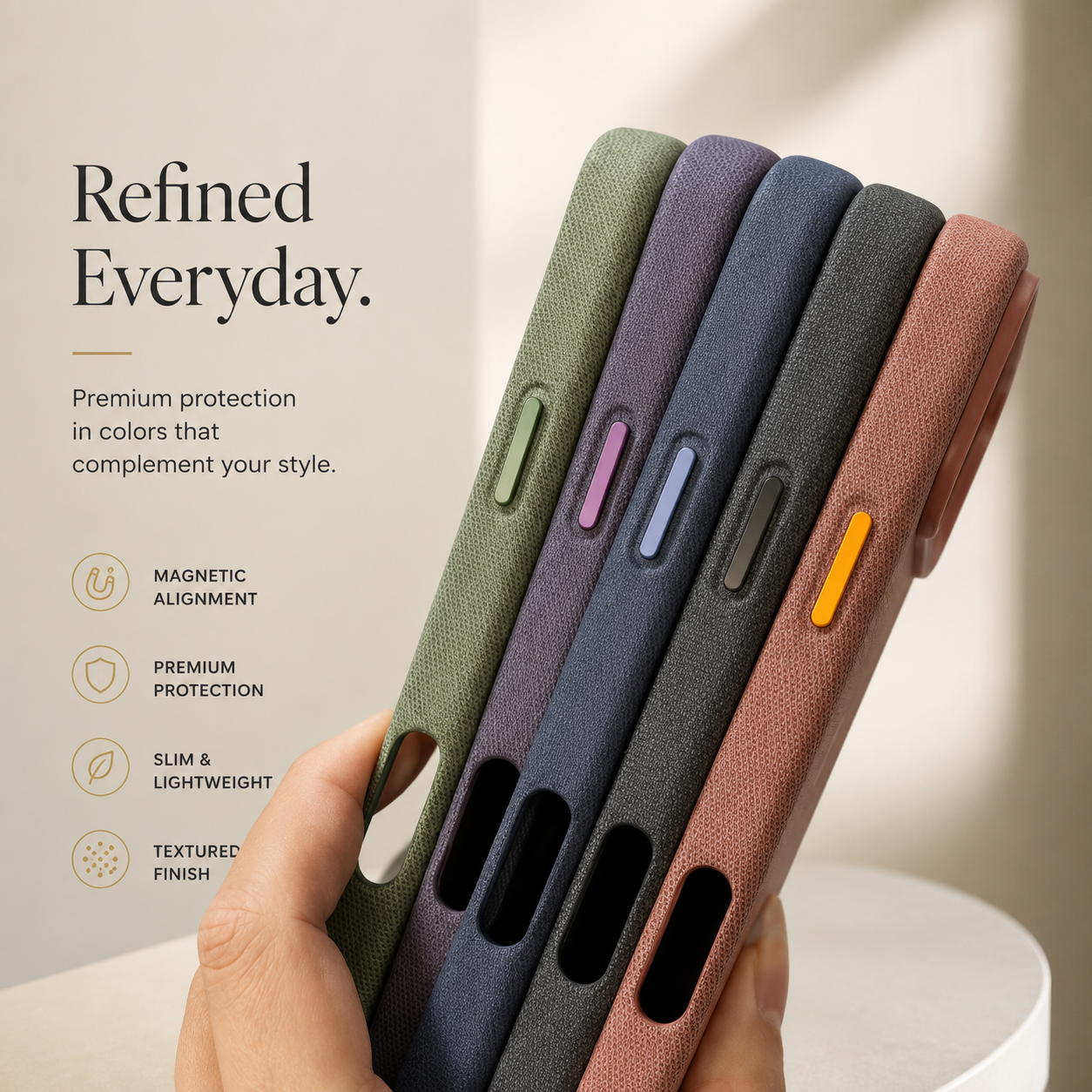 Premium iPhone Case MagSafe Compatible Business Cover Polyester Fiber Shockproof Wireless Charging Full Coverage Anti Scratch Slim Professional Design