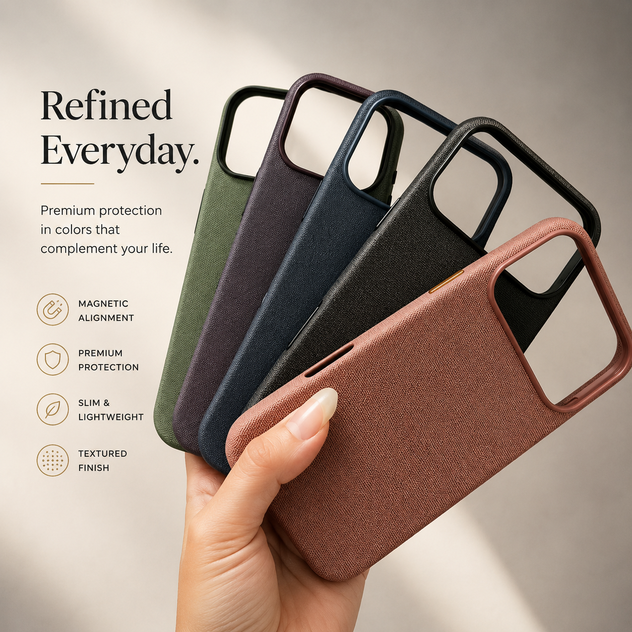 Premium iPhone Case MagSafe Compatible Business Cover Polyester Fiber Shockproof Wireless Charging Full Coverage Anti Scratch Slim Professional Design