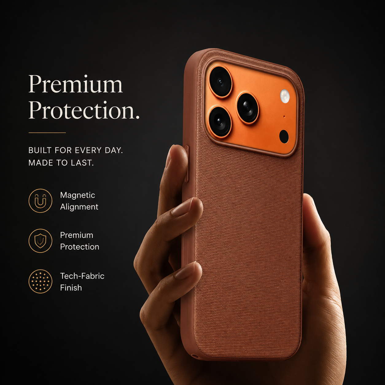 Premium iPhone Case MagSafe Compatible Business Cover Polyester Fiber Shockproof Wireless Charging Full Coverage Anti Scratch Slim Professional Design
