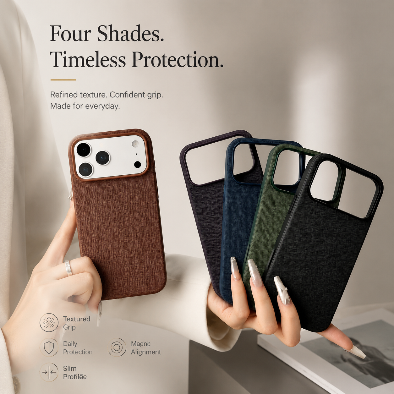 Premium iPhone Case MagSafe Compatible Business Cover Polyester Fiber Shockproof Wireless Charging Full Coverage Anti Scratch Slim Professional Design