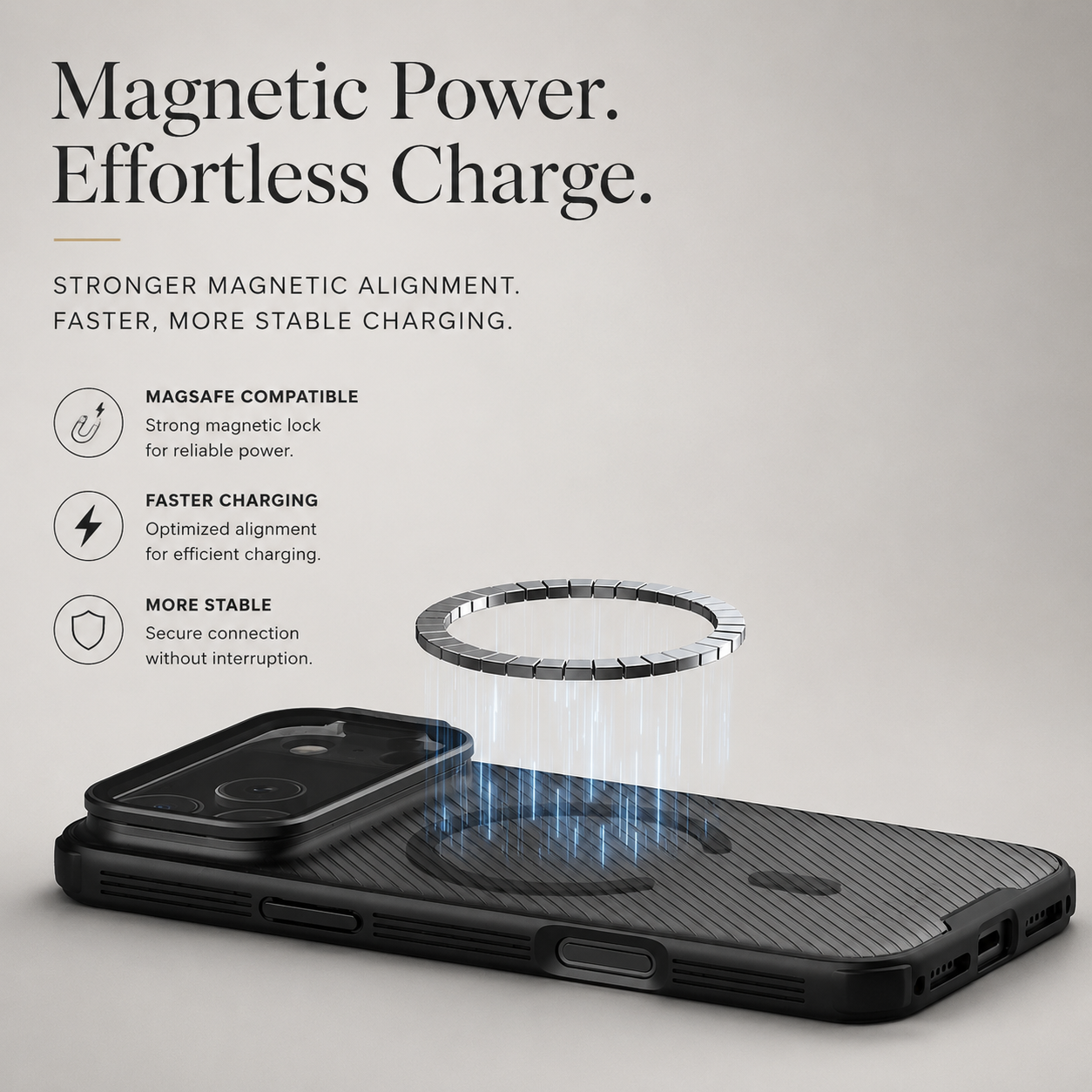 Premium iPhone Case MagSafe Compatible CamShield Cover Foldable Lens Stand Shockproof Textured PC Non Slip Camera Protection Half Wrapped Design
