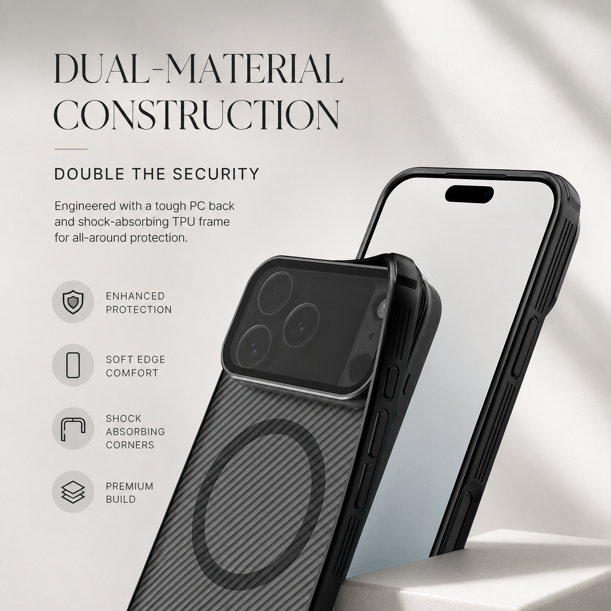 Premium iPhone Case MagSafe Compatible CamShield Cover Foldable Lens Stand Shockproof Textured PC Non Slip Camera Protection Half Wrapped Design