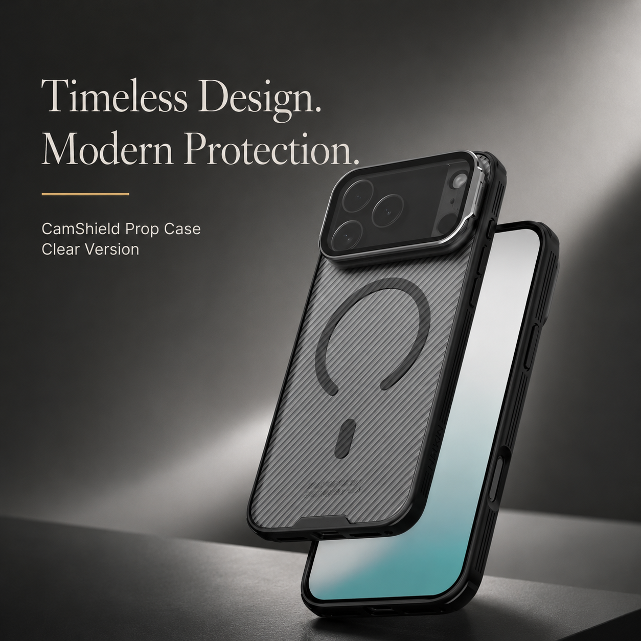 Premium iPhone Case MagSafe Compatible CamShield Cover Foldable Lens Stand Shockproof Textured PC Non Slip Camera Protection Half Wrapped Design