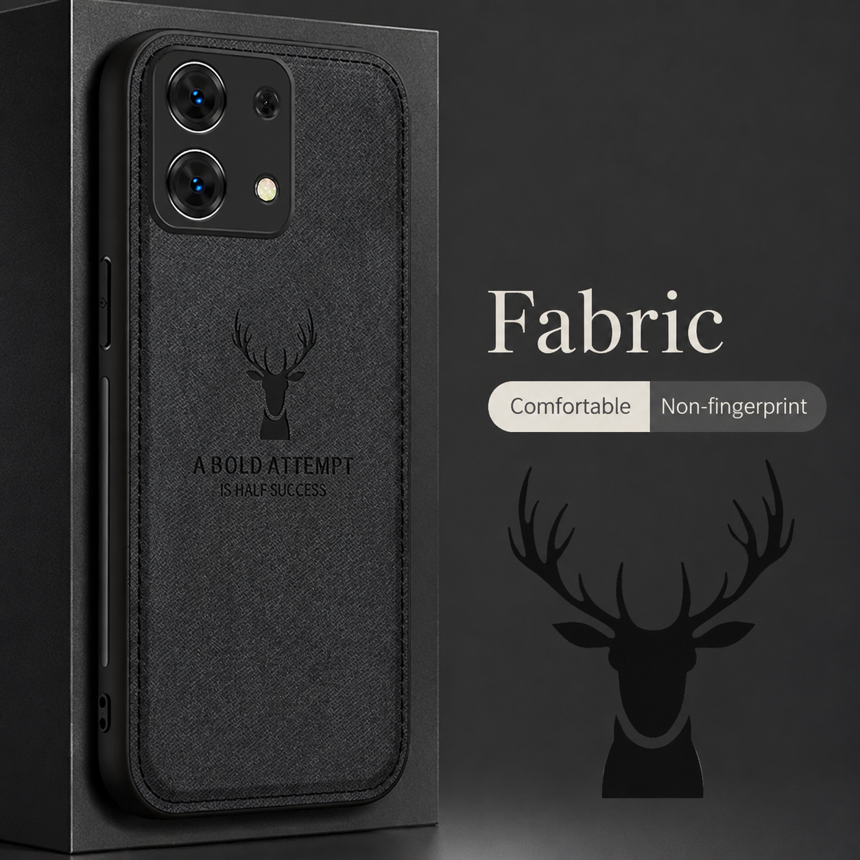 Premium iPhone Case MagSafe Compatible Canvas Texture Deer Pattern Magnetic Cover Shockproof Bumper Frame Camera Lens Guard Slim Full Coverage Design