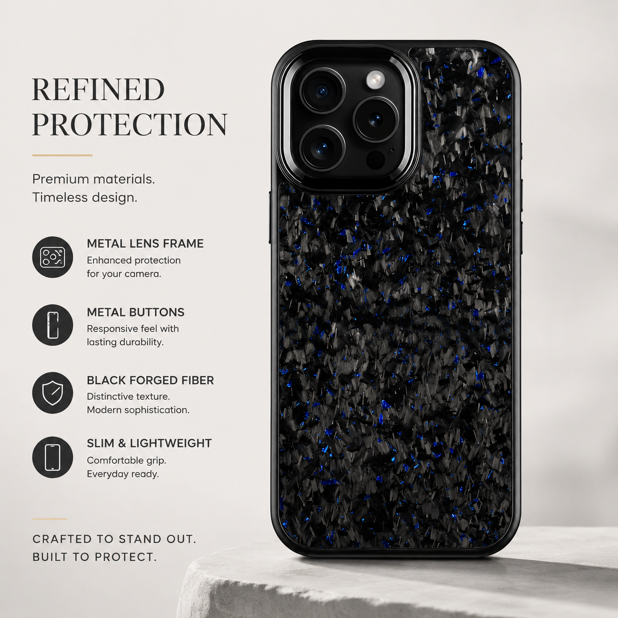 Premium iPhone Case MagSafe Compatible Carbon Fiber Cover Dual Layer Shockproof Metal Lens Guard Anti Scratch Lightweight Full Coverage Design