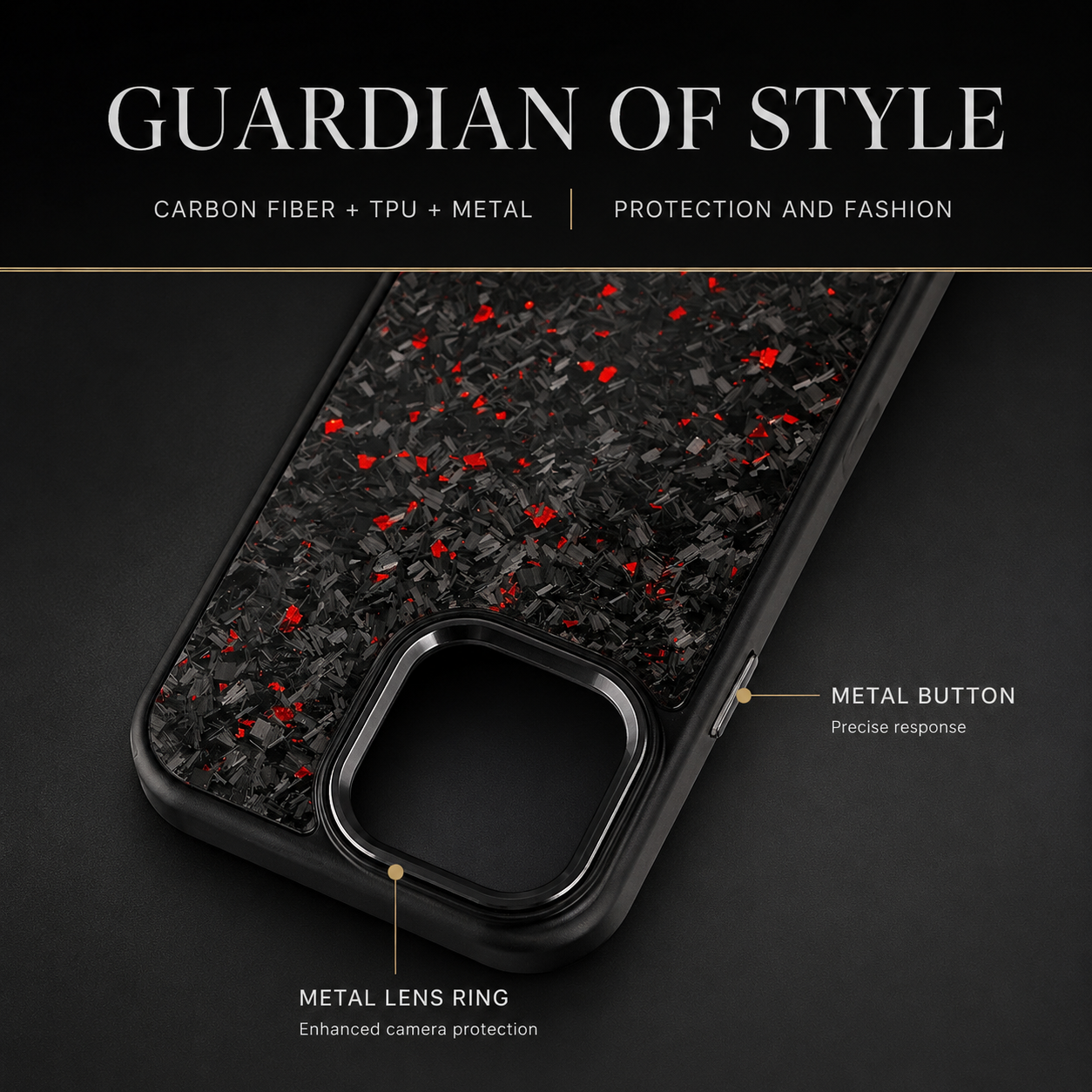 Premium iPhone Case MagSafe Compatible Carbon Fiber Cover Dual Layer Shockproof Metal Lens Guard Anti Scratch Lightweight Full Coverage Design
