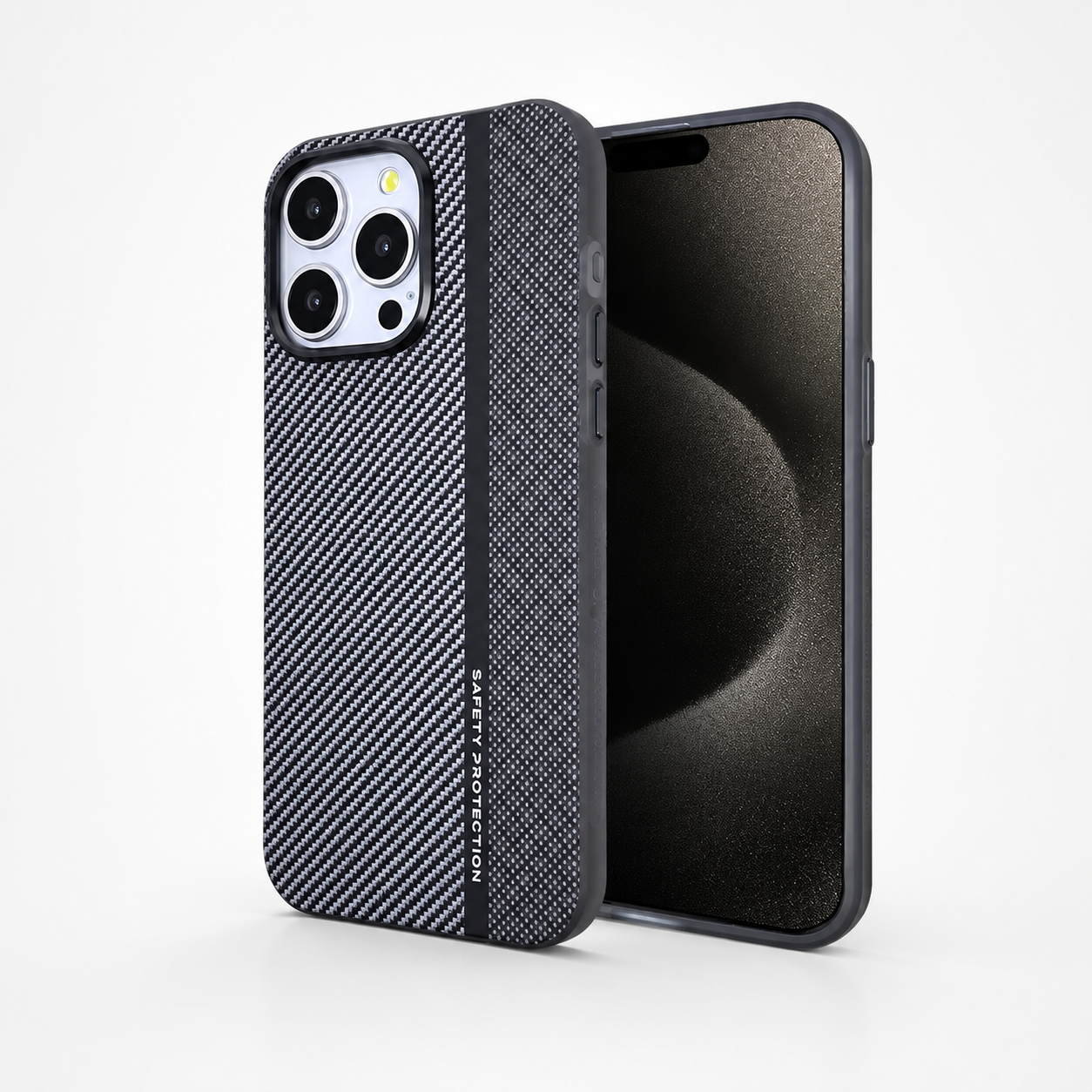 Premium iPhone Case MagSafe Compatible Carbon Fiber Cover Hybrid Shockproof Airbag Corners Metal Camera Guard Anti Fingerprint Slim Design