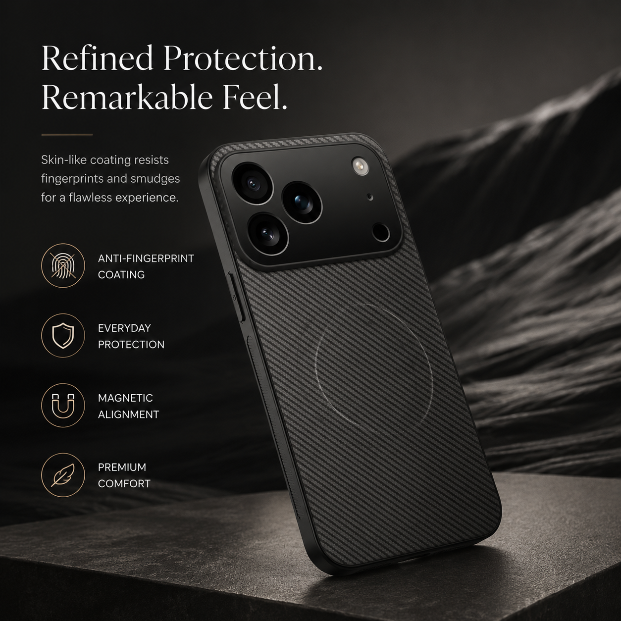 Premium iPhone Case MagSafe Compatible Carbon Fiber Magnetic Cover Ultra Thin Shockproof Camera Protection Slim Lightweight Anti Scratch Design
