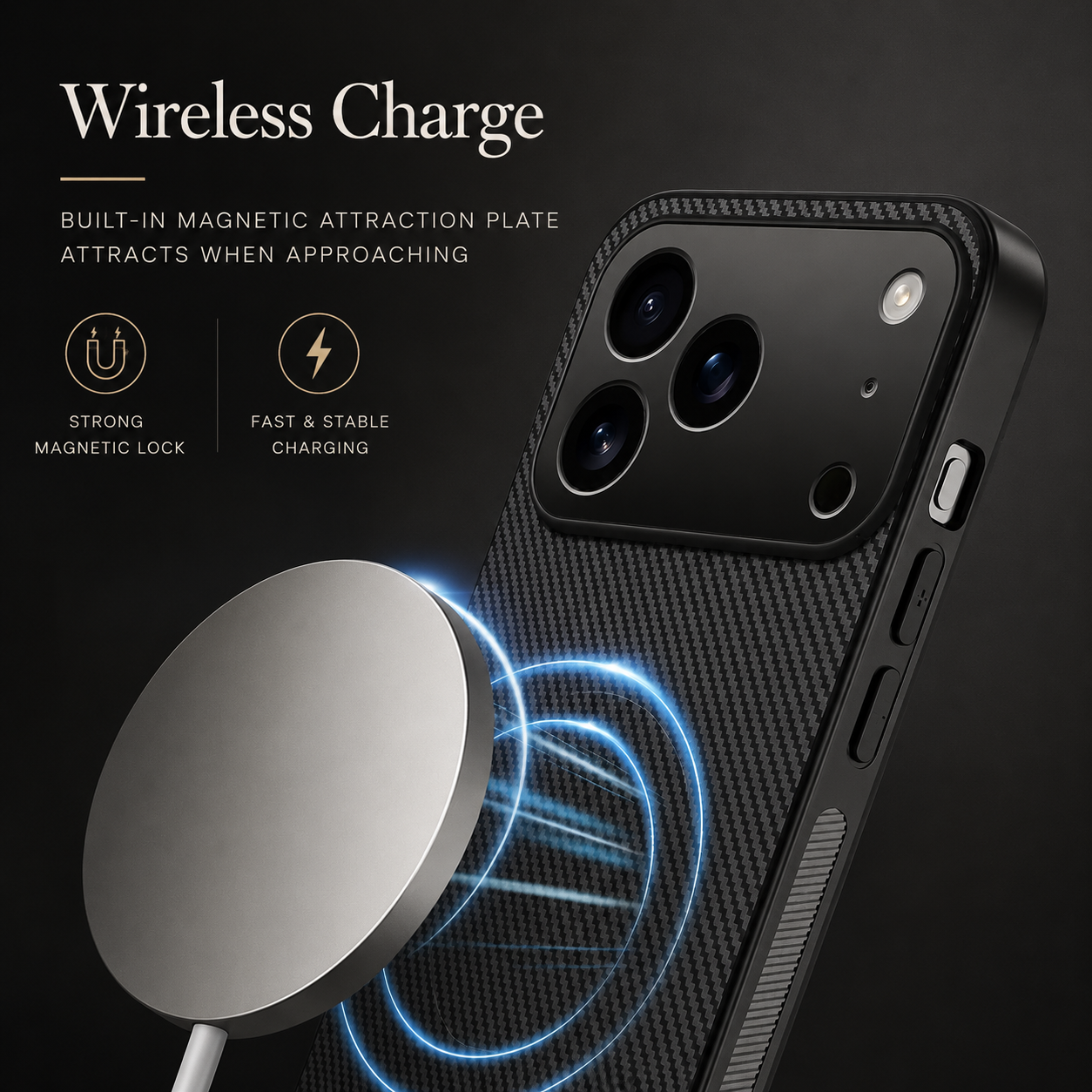 Premium iPhone Case MagSafe Compatible Carbon Fiber Magnetic Cover Ultra Thin Shockproof Camera Protection Slim Lightweight Anti Scratch Design