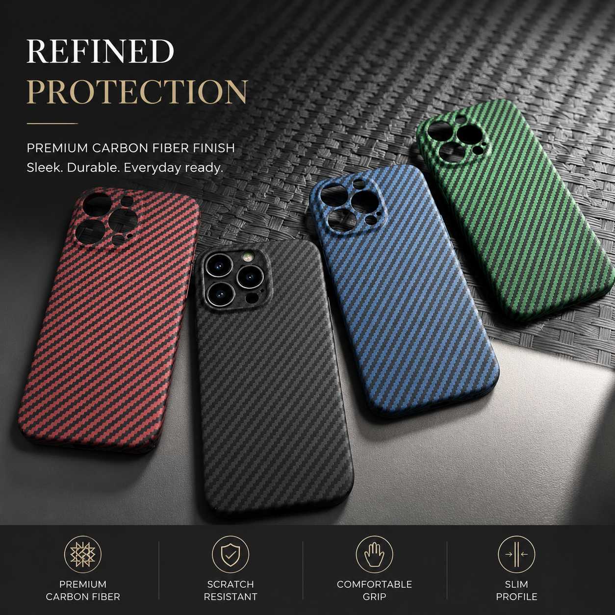Premium iPhone Case MagSafe Compatible Carbon Fiber Matte Cover Hard PC Magnetic Shockproof Protective Camera Lens Guard Slim Full Coverage Design
