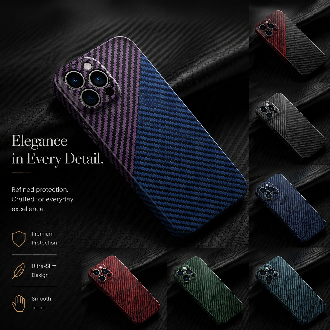Premium iPhone Case MagSafe Compatible Carbon Fiber Matte Cover Hard PC Magnetic Shockproof Protective Camera Lens Guard Slim Full Coverage Design