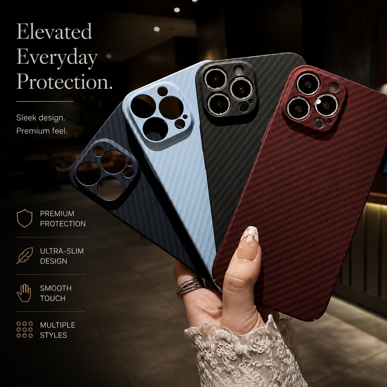 Premium iPhone Case MagSafe Compatible Carbon Fiber Matte Cover Hard PC Magnetic Shockproof Protective Camera Lens Guard Slim Full Coverage Design