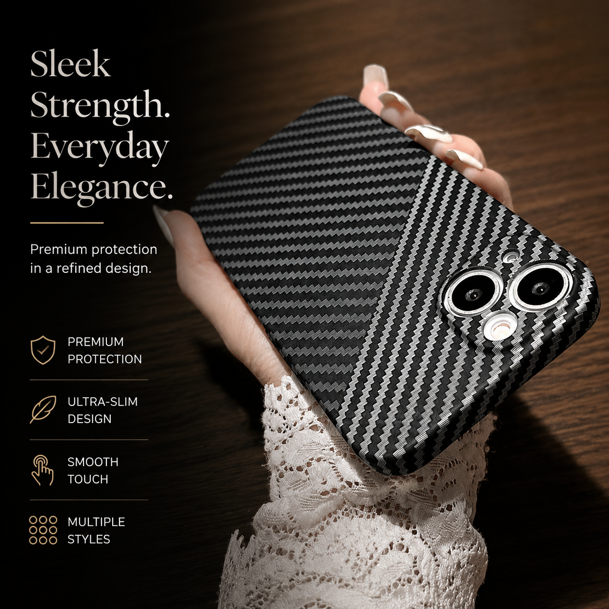 Premium iPhone Case MagSafe Compatible Carbon Fiber Matte Cover Hard PC Magnetic Shockproof Protective Camera Lens Guard Slim Full Coverage Design