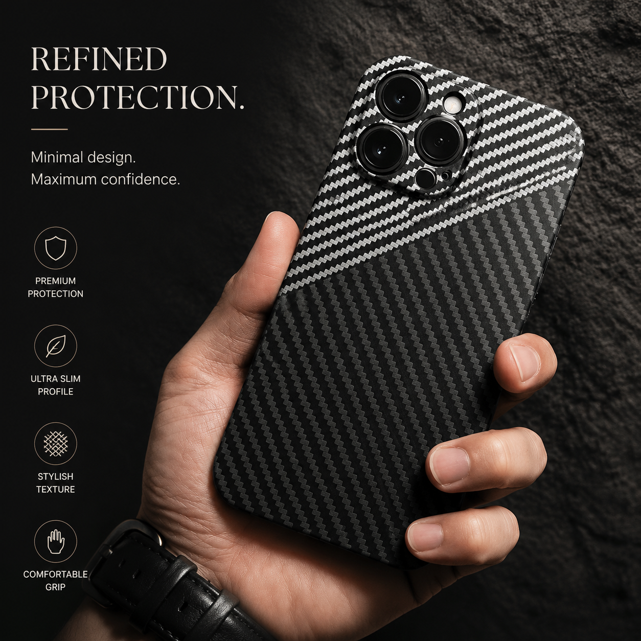 Premium iPhone Case MagSafe Compatible Carbon Fiber Matte Cover Hard PC Magnetic Shockproof Protective Camera Lens Guard Slim Full Coverage Design