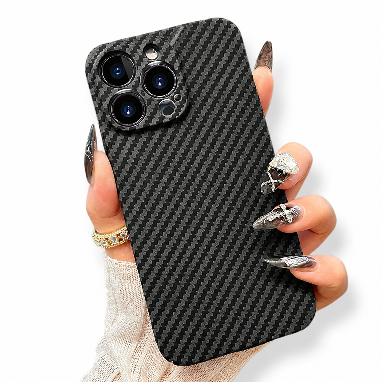 Premium iPhone Case MagSafe Compatible Carbon Fiber Matte Cover Hard PC Magnetic Shockproof Protective Camera Lens Guard Slim Full Coverage Design