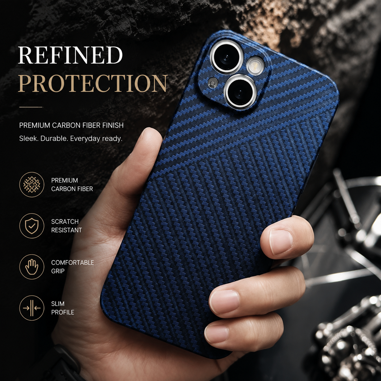 Premium iPhone Case MagSafe Compatible Carbon Fiber Matte Cover Hard PC Magnetic Shockproof Protective Camera Lens Guard Slim Full Coverage Design