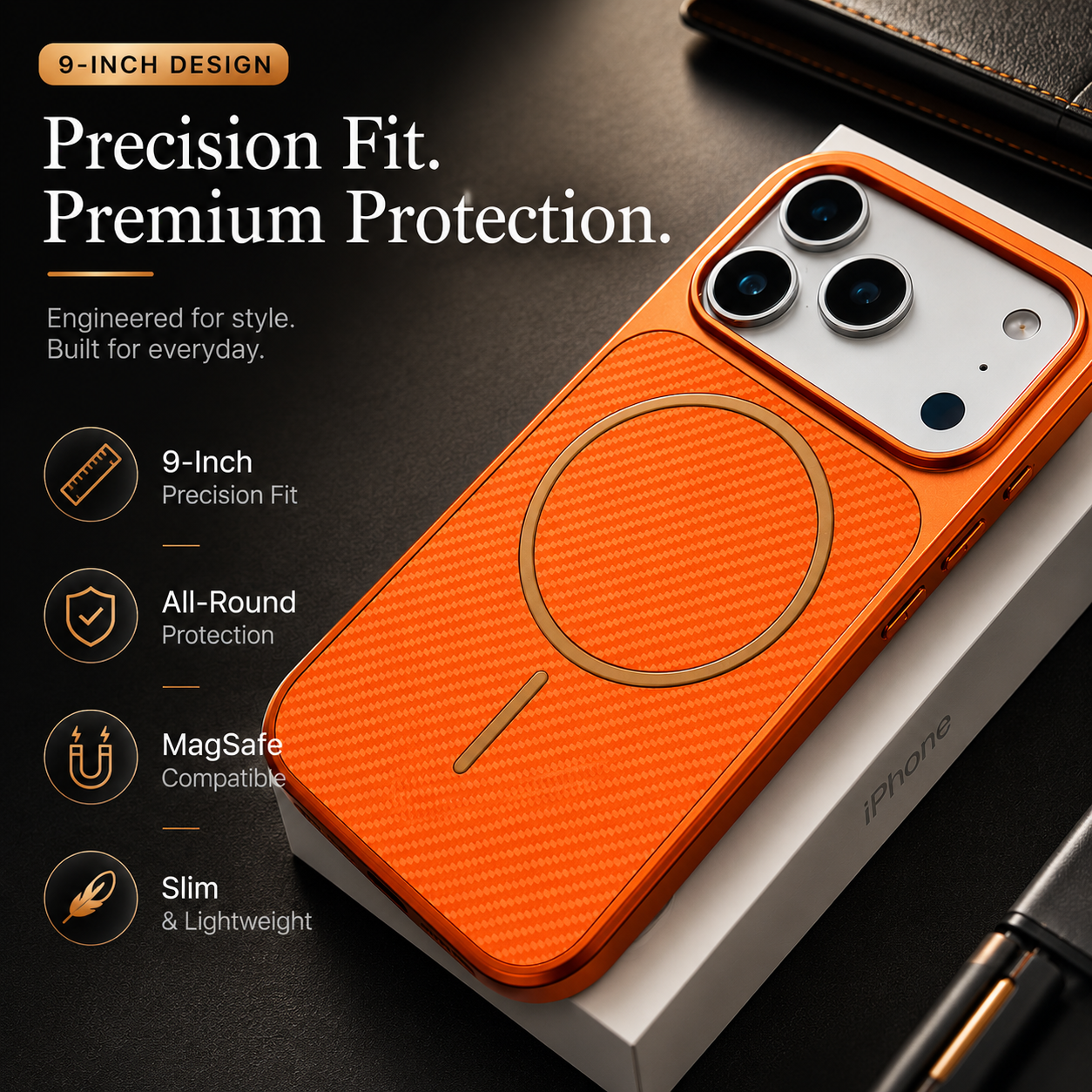 Premium iPhone Case MagSafe Compatible Carbon Fiber Protective Cover Magnetic Wireless Charging Camera Lens Protection Electroplated Shockproof Anti Scratch Slim