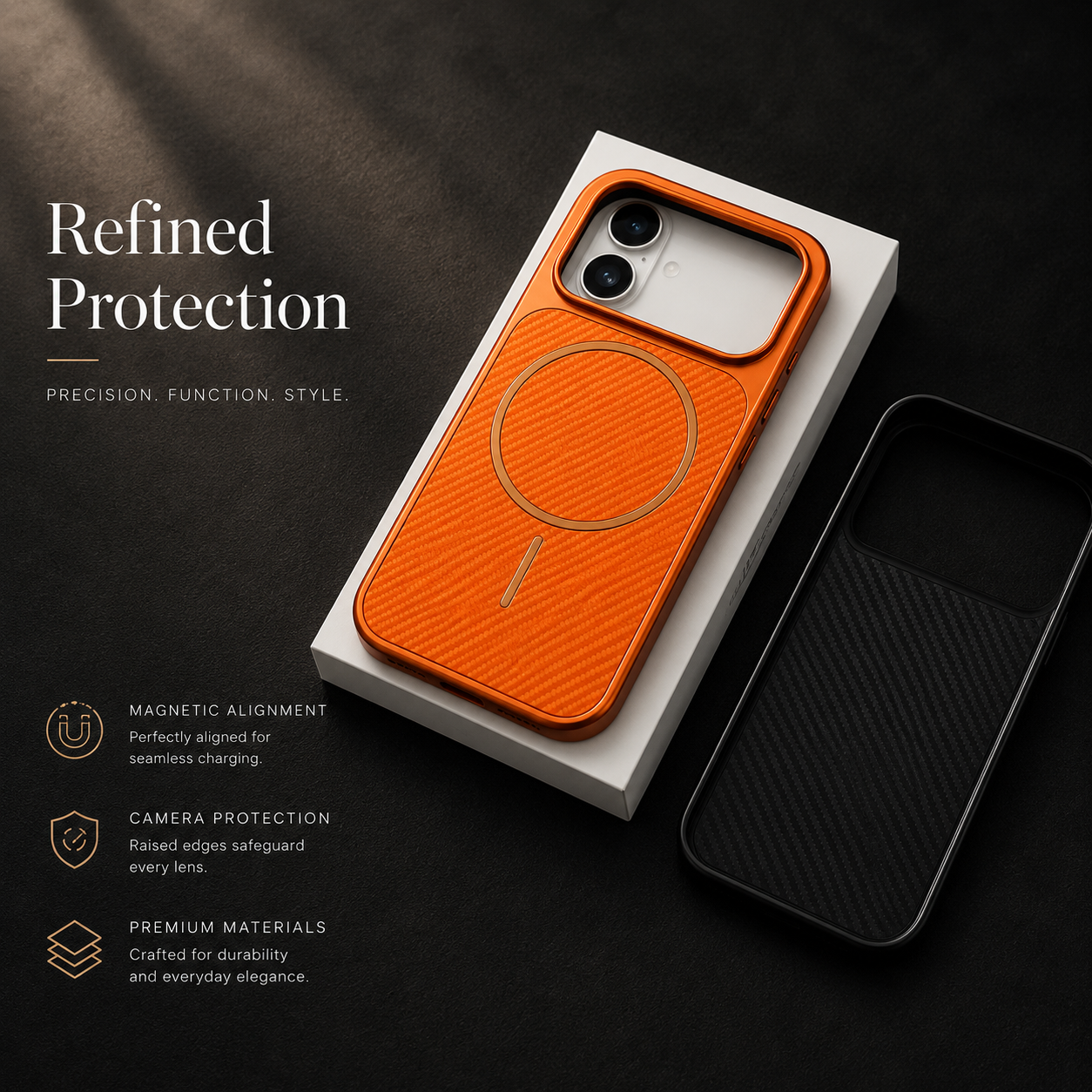 Premium iPhone Case MagSafe Compatible Carbon Fiber Protective Cover Magnetic Wireless Charging Camera Lens Protection Electroplated Shockproof Anti Scratch Slim