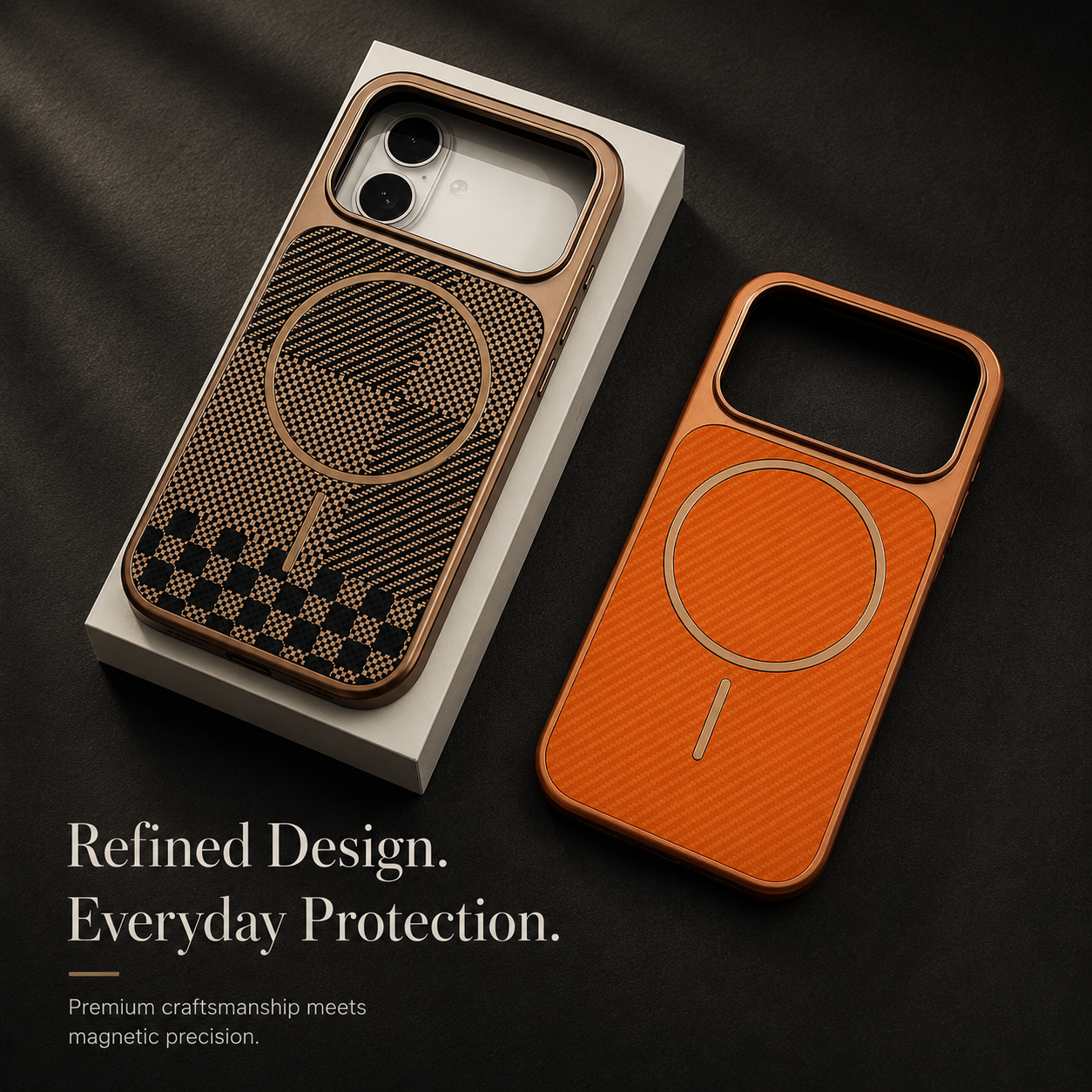 Premium iPhone Case MagSafe Compatible Carbon Fiber Protective Cover Magnetic Wireless Charging Camera Lens Protection Electroplated Shockproof Anti Scratch Slim