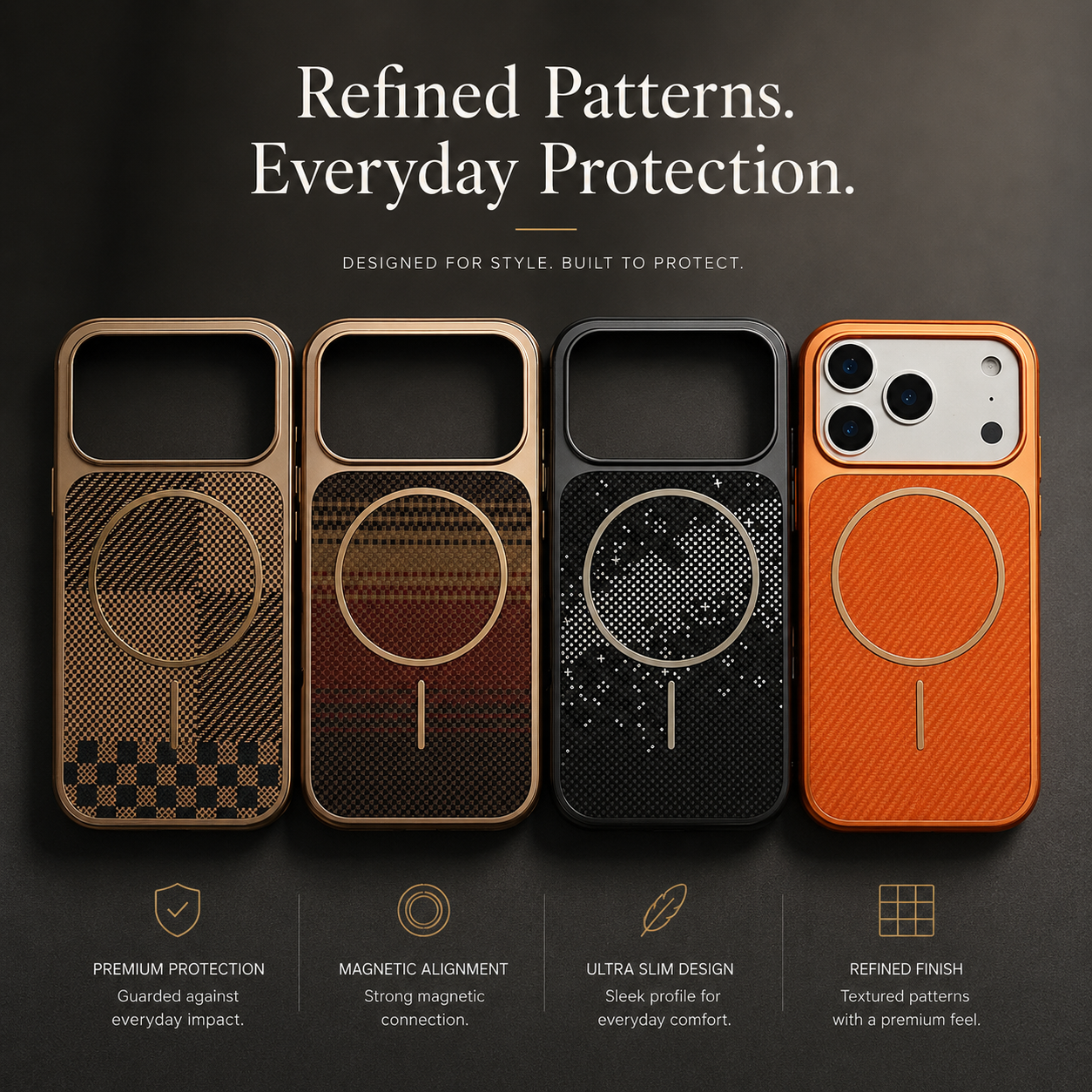 Premium iPhone Case MagSafe Compatible Carbon Fiber Protective Cover Magnetic Wireless Charging Camera Lens Protection Electroplated Shockproof Anti Scratch Slim