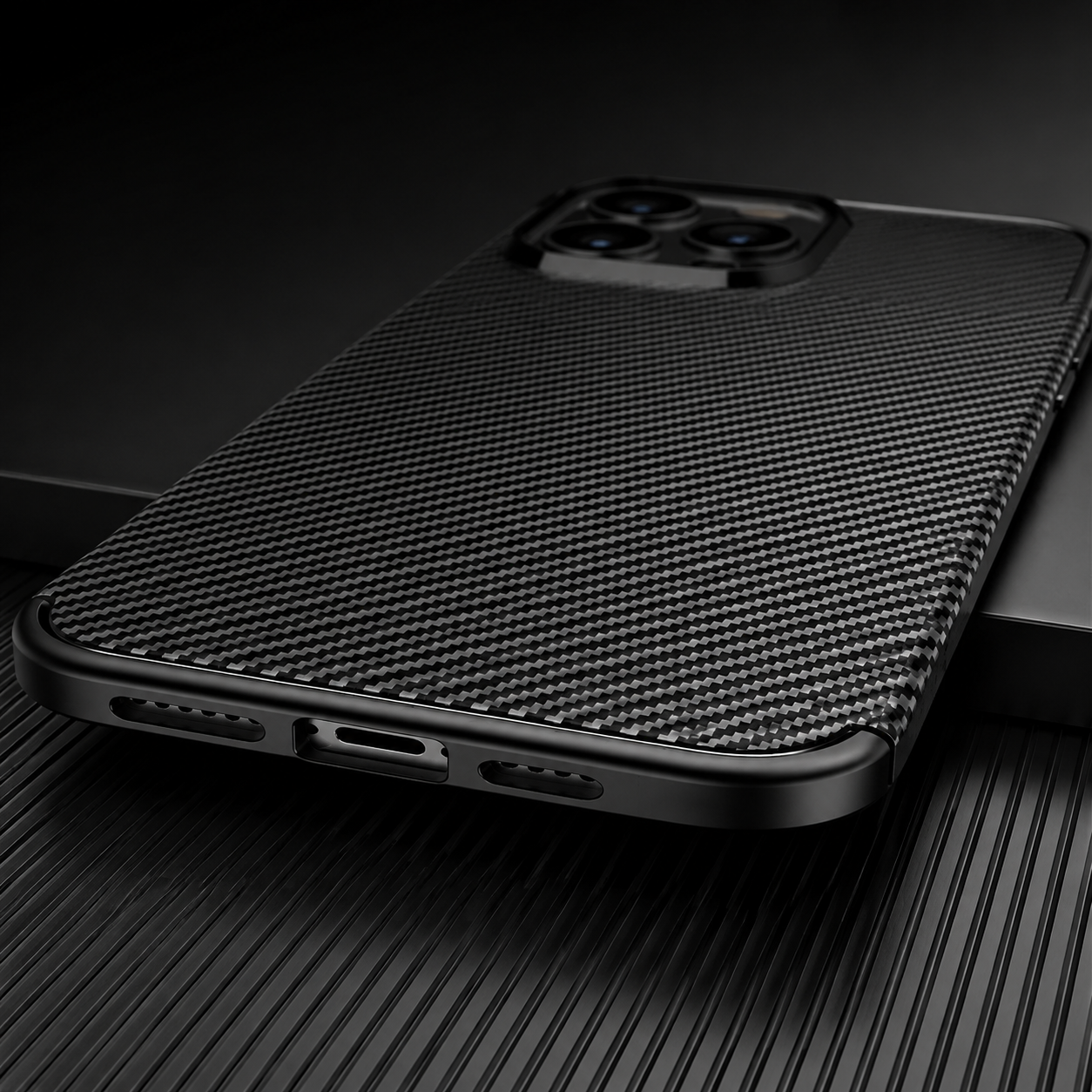 Premium iPhone Case MagSafe Compatible Carbon Fiber Texture Silicone Cover Ultra Thin Shockproof Protective Camera Lens Guard Slim Full Coverage Design