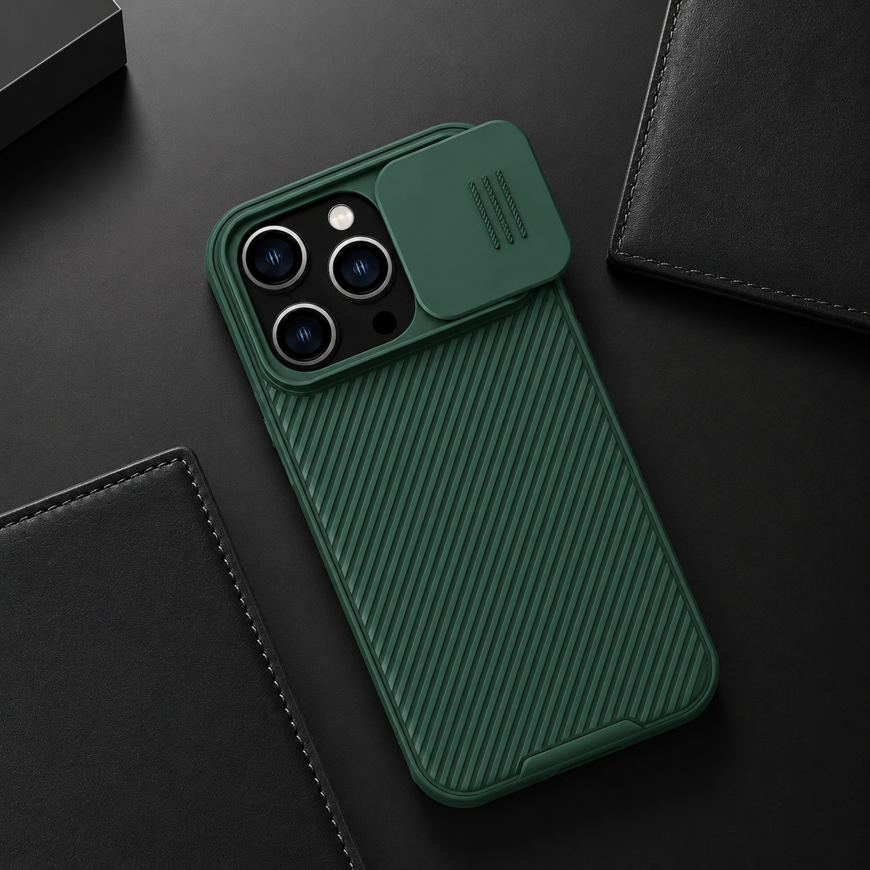 Premium iPhone Case MagSafe Compatible Carbon Fiber Texture Sliding Camera Cover Magnetic Cover Shockproof Protective Lens Guard Slim Design