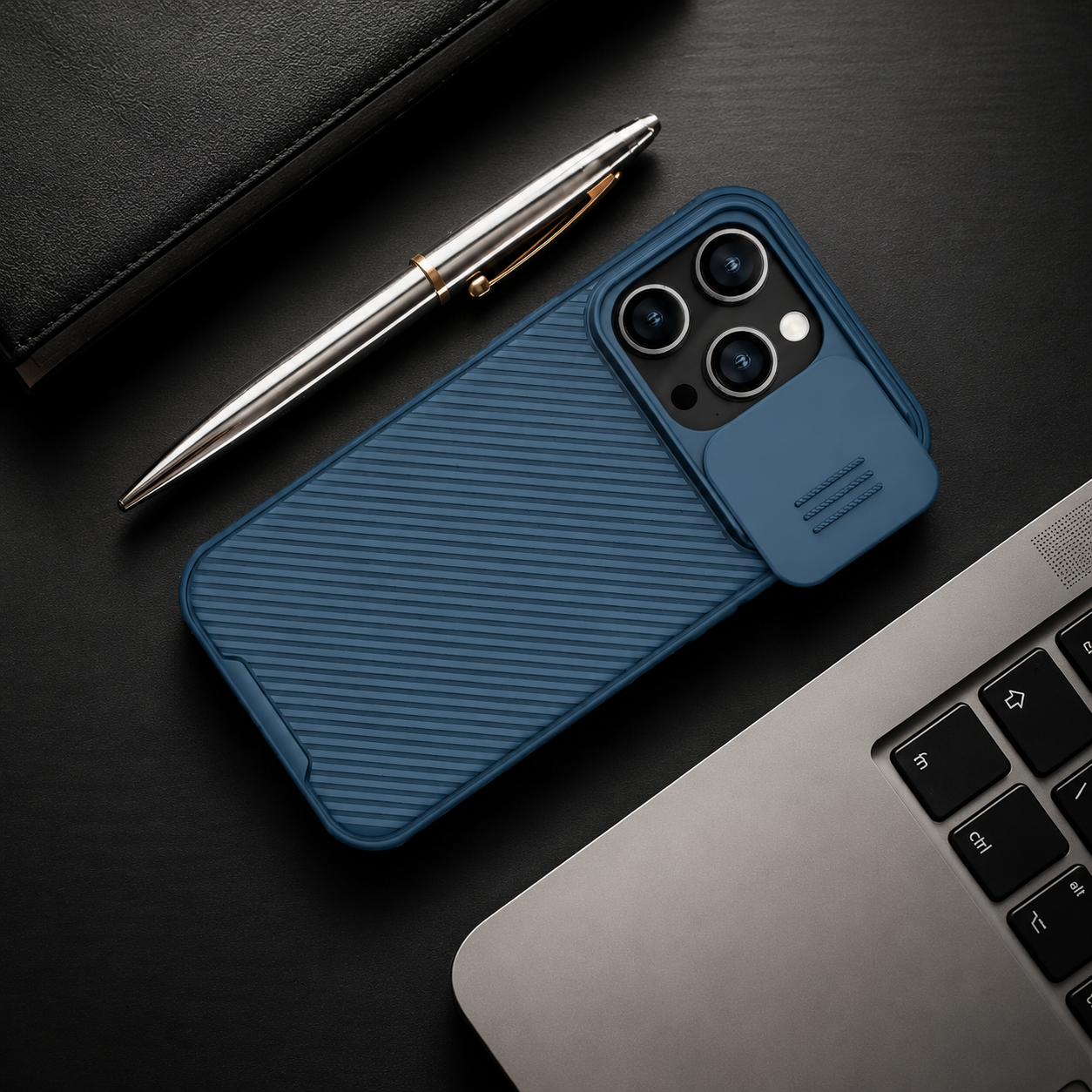 Premium iPhone Case MagSafe Compatible Carbon Fiber Texture Sliding Camera Cover Magnetic Cover Shockproof Protective Lens Guard Slim Design