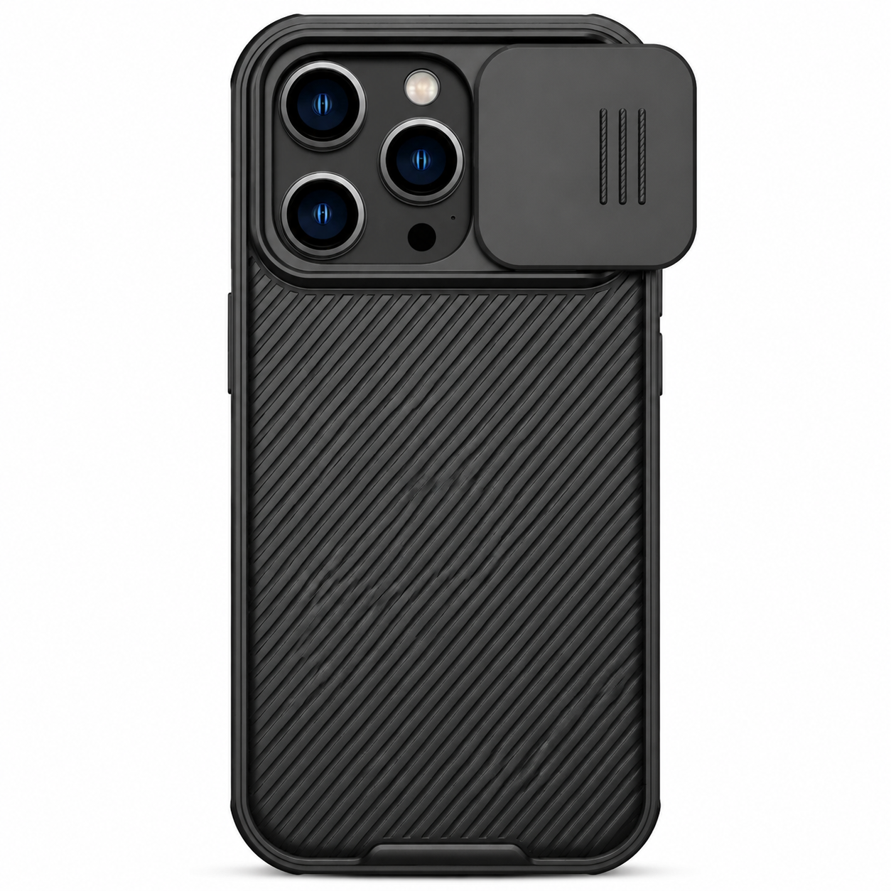 Premium iPhone Case MagSafe Compatible Carbon Fiber Texture Sliding Camera Cover Magnetic Cover Shockproof Protective Lens Guard Slim Design