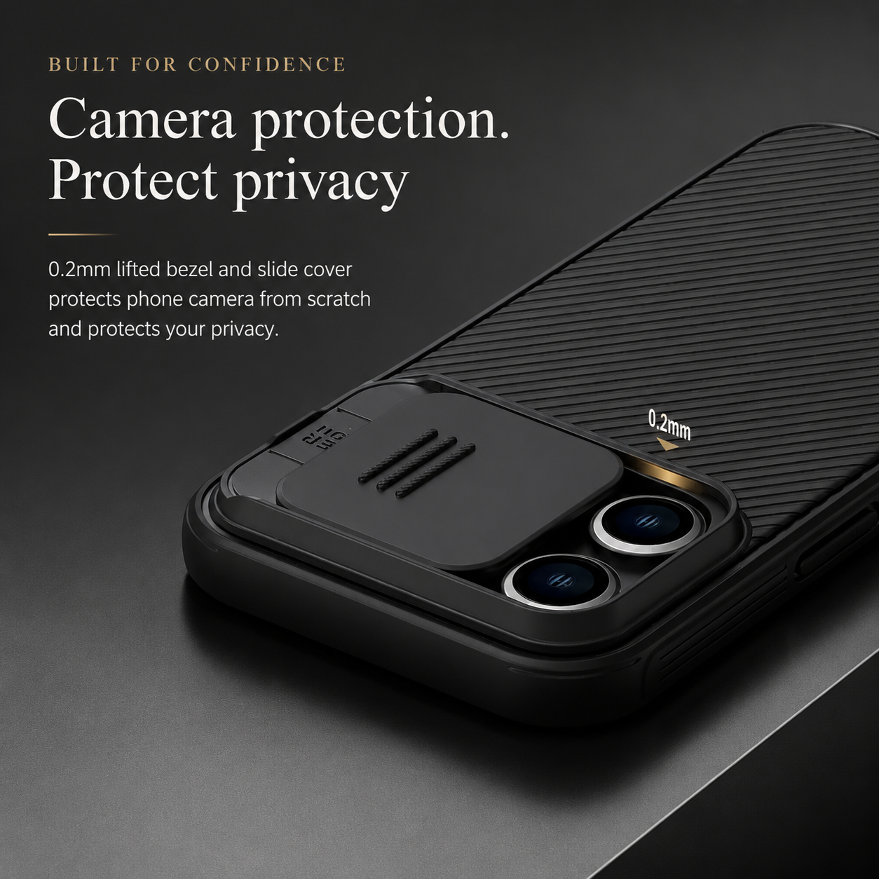 Premium iPhone Case MagSafe Compatible Carbon Fiber Texture Sliding Camera Cover Magnetic Cover Shockproof Protective Lens Guard Slim Design