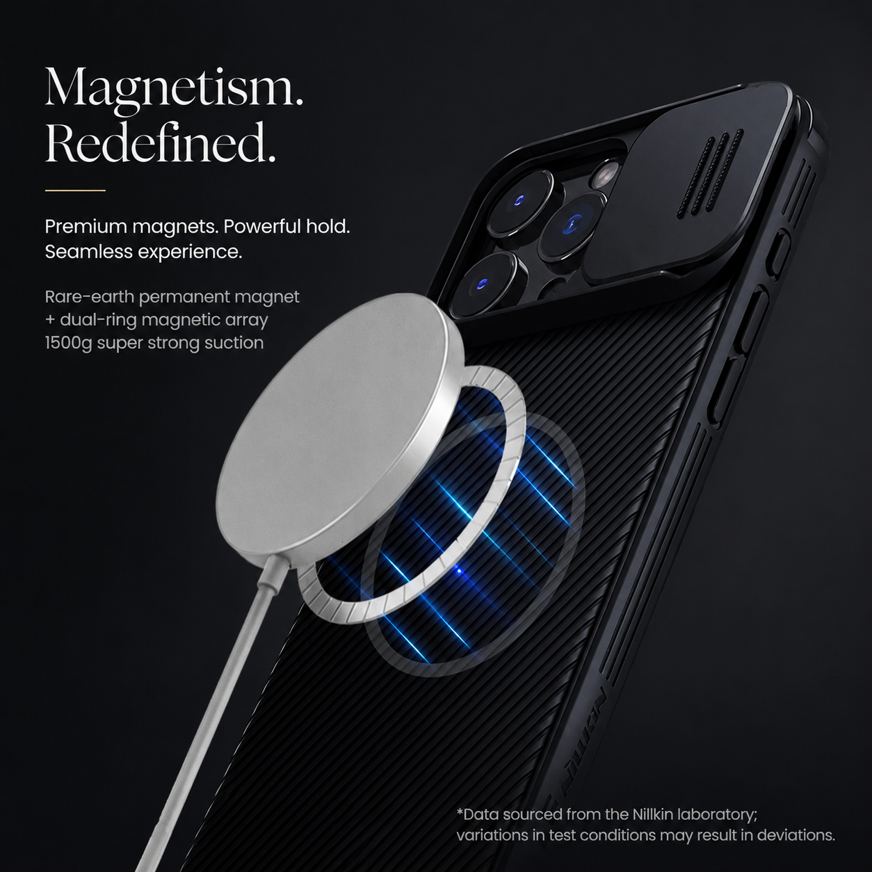 Premium iPhone Case MagSafe Compatible Carbon Fiber Texture Sliding Camera Cover Magnetic Cover Shockproof Protective Lens Guard Slim Design