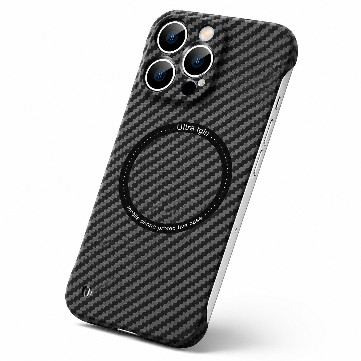 Premium iPhone Case MagSafe Compatible Carbon Fiber Texture Slim Cover Ultra Thin Shockproof Camera Lens Protection Lightweight Protective Design