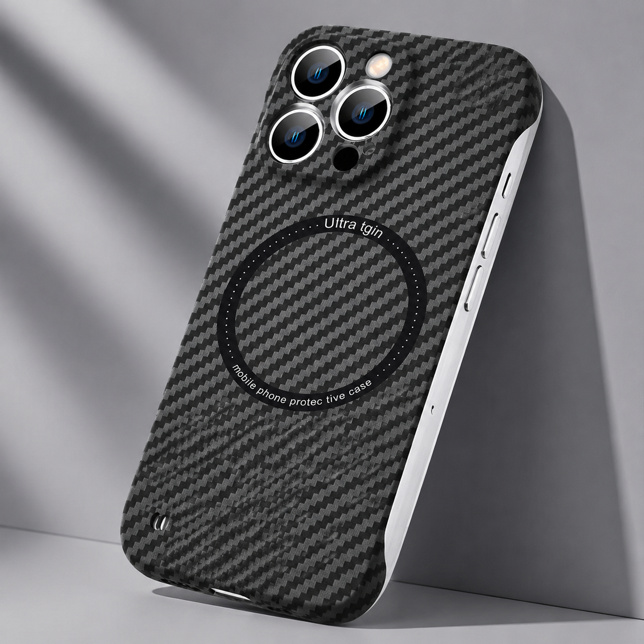 Premium iPhone Case MagSafe Compatible Carbon Fiber Texture Slim Cover Ultra Thin Shockproof Camera Lens Protection Lightweight Protective Design