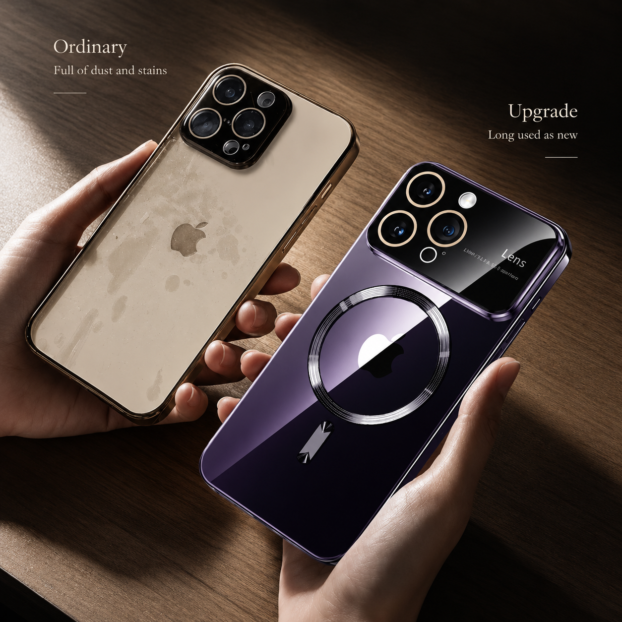 Premium iPhone Case MagSafe Compatible Clear Acrylic Cover Tempered Glass Camera Guard Plated Edge Magnetic Shockproof Anti Scratch Slim Design